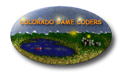 Menu For Colorado Game Coders and Logo